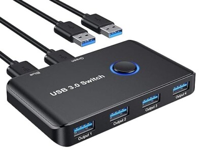 USB 3.0 Switch Selector 2 Computers Share 4 USB 3.0 Ports KVM Switcher...