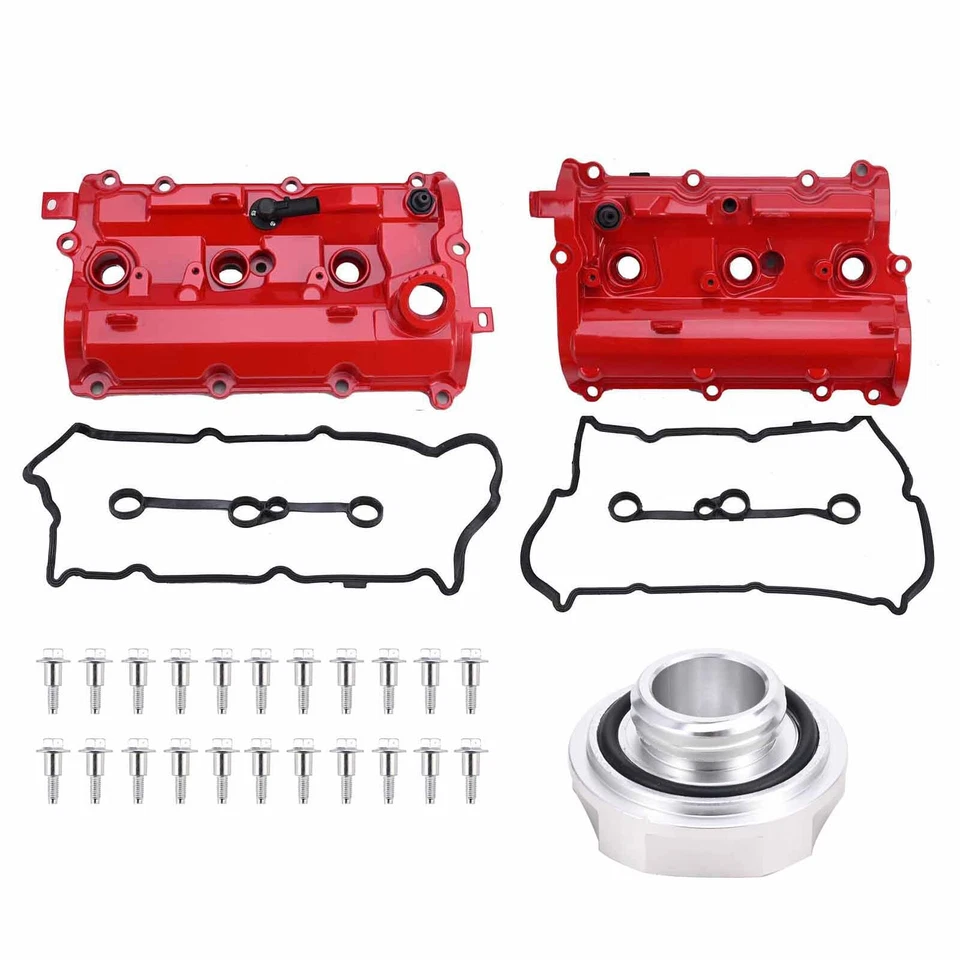 Juego de 2 cubiertas de válvula de aluminio de actualización para Nissan 370Z 2008-13 Infiniti G37 2009-20 Foto 2 de 4