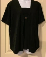 AB Studio Byer California Black Layered Women's Pullover Top Size L