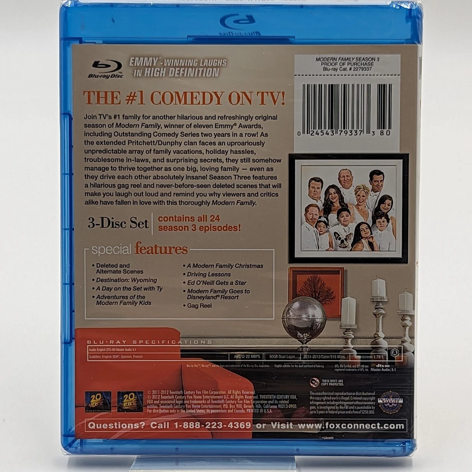 Modern Family The Complete Tercera Temporada Blu-ray Juego de 3 Discos Región A Totalmente Nuevo Foto 2 de 4