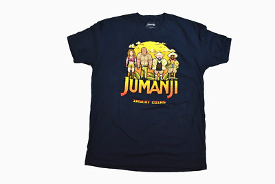 Box Lunch Jumanji Mens Arcade Game Start Screen 8-Bit Navy Blue Shirt New XL