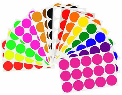 Round Stickers 1.25''(30mm) Multi Color Coded Dot Circle Label 225 Pack 13 Sheets