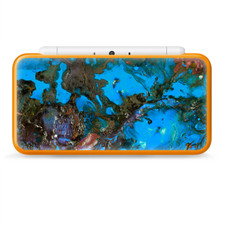 Skins Decal Wrap for Nintendo 2DS XL - stab wood oil paint blue green