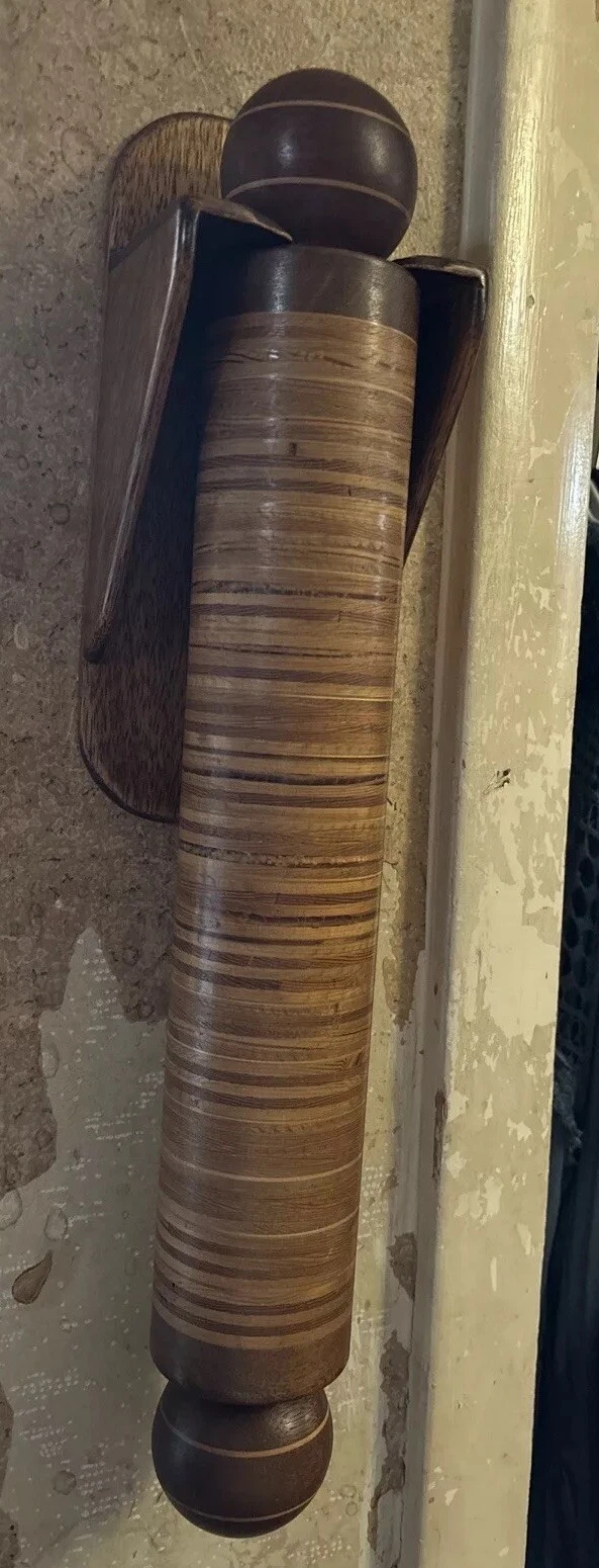 Vintage Inlaid Rolling Pin & Holder