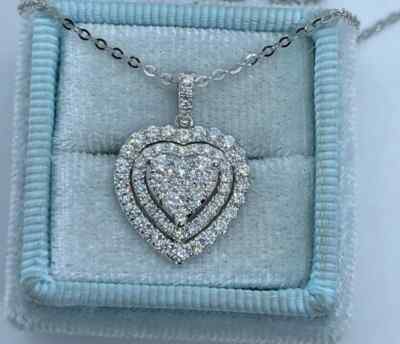 Valentine 2.00Ct Lab Created Diamond Double Halo Pendant 14K White Gold Plated