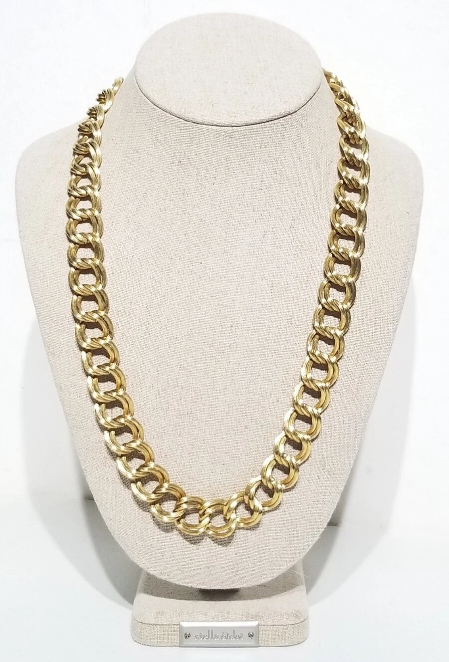 Collana vintage Givenchy doppio anello a costine oro 24"