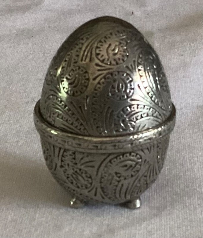 AE Williams pewter egg pin cushion