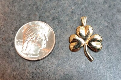 14k echt Gelbgold irisches Kleeblatt Anhänger/Charm