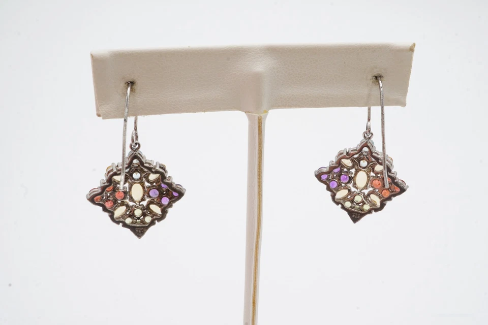 Sterling Silver 925 Citrine Blue Topaz Amethyst Garnet Peridot Earrings - Image 4 of 4