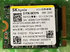 1 - One SK hynix SSD Tested 256 GB PCIe Gen4*4 NVMe SSD with Clam Shell See Pics