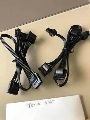 2 Pcs 6 Pin to 4X IDE Power Receptacle Y Splitter  Cable Hard Drive,ORIGINAL