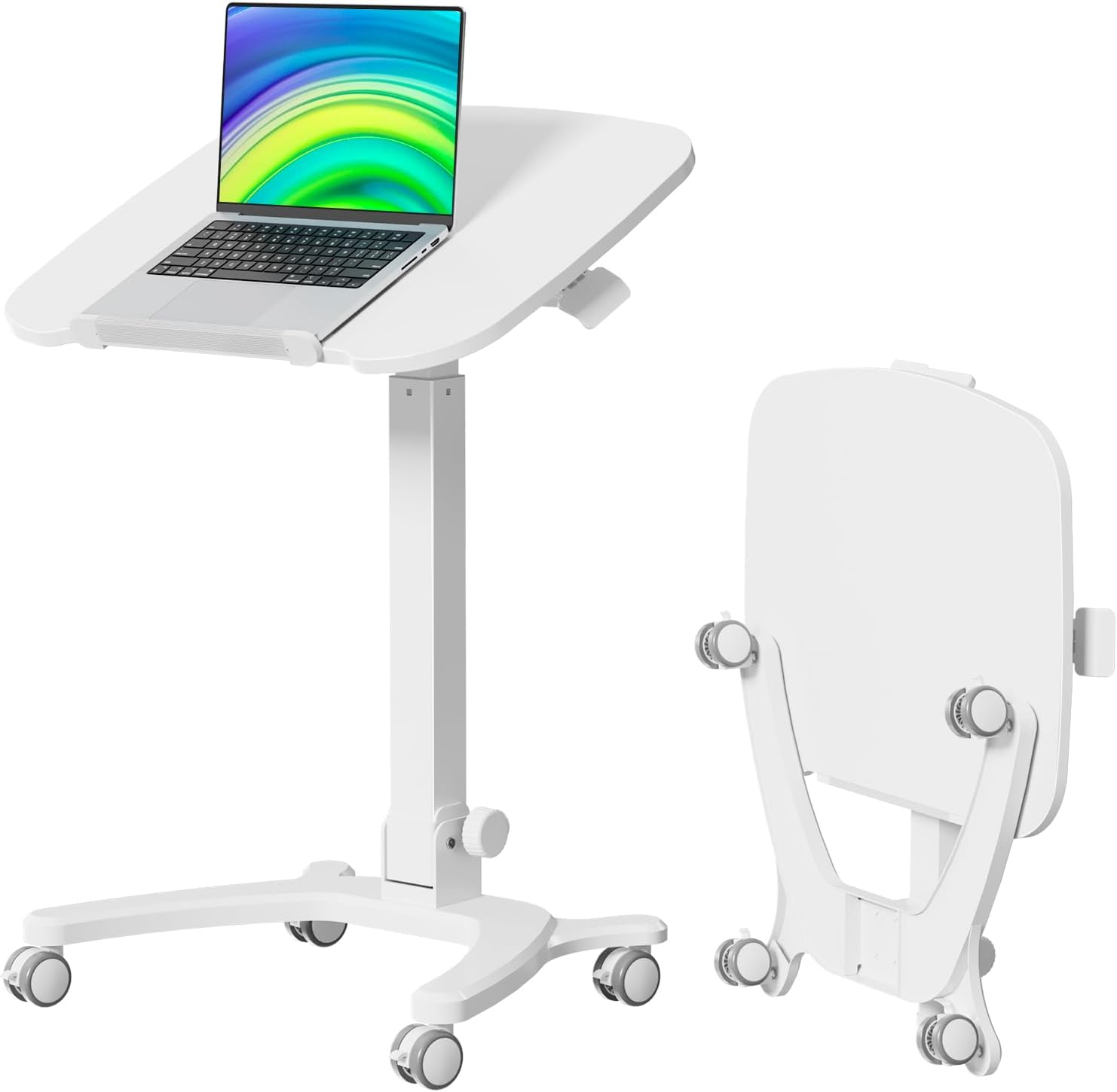 Foldable 27x21 Mobile Standing Laptop Desk with 90° Tilt and Wheels-image