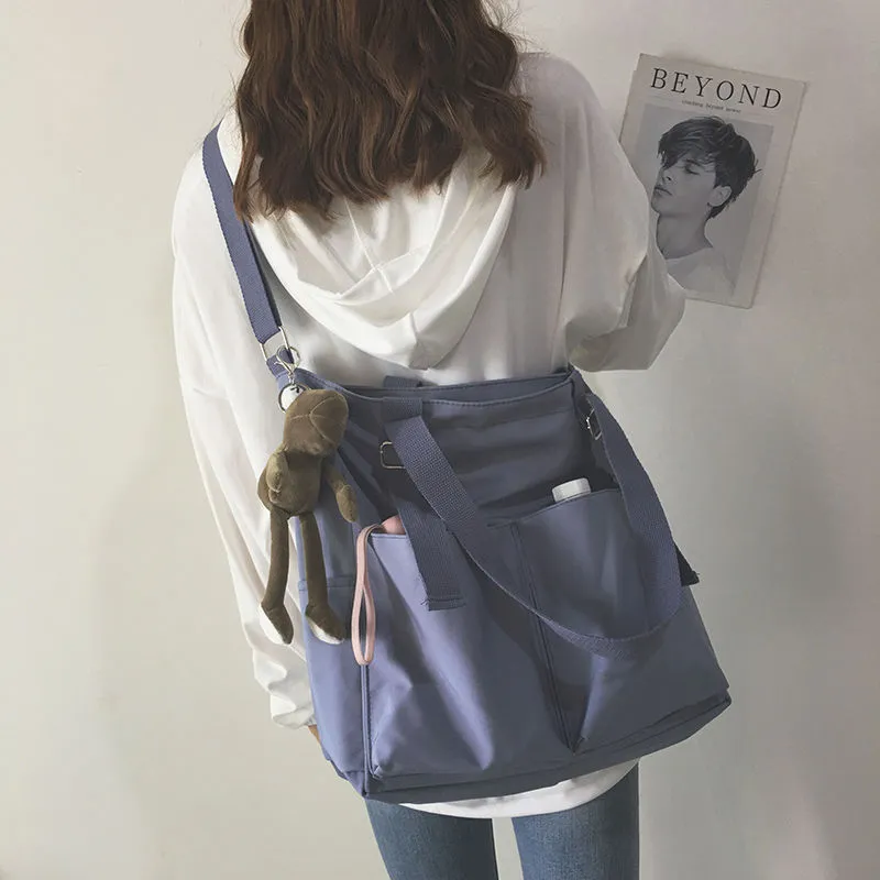 Waterproof Zippered Tote Bag with Shoulder Strap for Women and Students-image