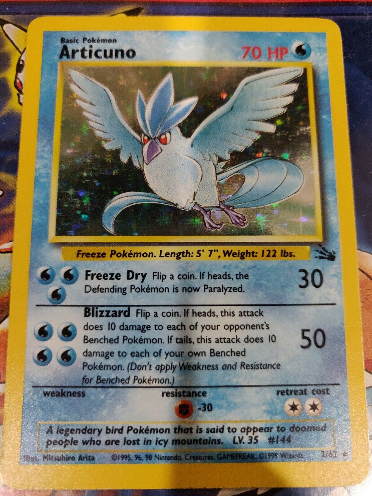 Articuno Silver Shiny Pokémon Card in A Magnetic Freestanding 