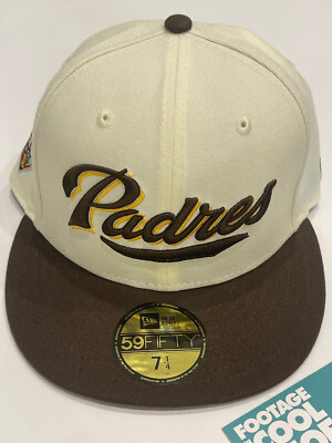 NEW ERA 59FIFTY SAN DIEGO PADRES CURSIVE SCRIPT LOGO PETCO PARK HAT WHITE  1/4