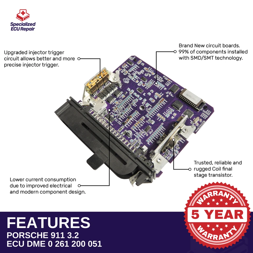 Porsche 911 3.2 Carrera FILA ECU DME 0 261 200 051 - Totalmente Nuevo Foto 3 de 3