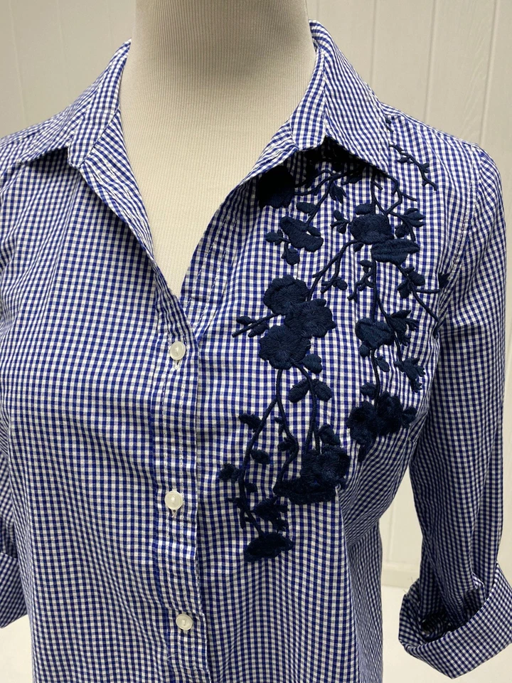 Charter Club Mujer Camisa Manga Larga Botones Bordado Frontal Talla 6 Foto 3 de 4