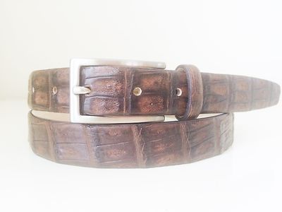 NEW GENUINE CROCODILE 1'' BELT - MATTE BROWN - MANY SIZES GREAT PRICE