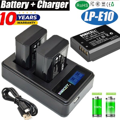 2-Pack LP-E10 Charger & Battery Replacement for Canon EOS 1300D 120D Rebel T7 T6