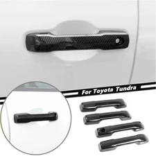 Carbon Fiber Exterior Door Handle Cover Trim Set 4P For Toyota Tundra 2022-2025