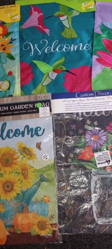 5 Brand New Spring Summer Small 12 X 18 Garden Yard Art Flags Birds Flowers