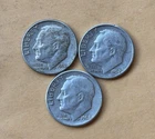 Lot of (3) Three Roosevelt Dimes - 90% Silver - All 3 are 1962 D - Nice