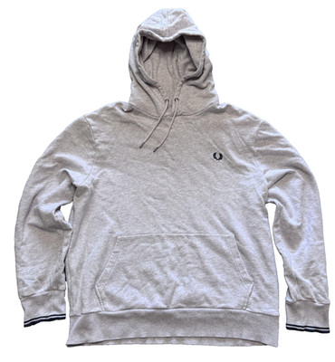 Fred Perry Herren Hoodie XL grau meliert Fleecepullover Laurel Logo Mods Terrasse