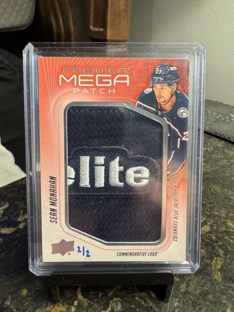 2024-25 UD Premier Mega Patch Commemorative Logo PMP-SM Sean Monahan /2 RARE 🔥