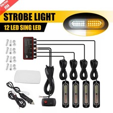 4x 12led Emergency Strobe Lights Amber White Warning Flashing Beacon Light Bar 4x 12led Emergency Strobe Lights Amber White Warning Flashing Beacon Light Bar