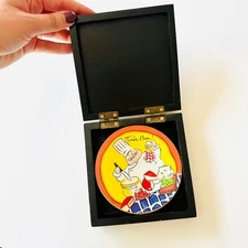 Vintage French Tres Bon Chef Round Cork Bottom Coasters 4 Black Wooden Box Set 5