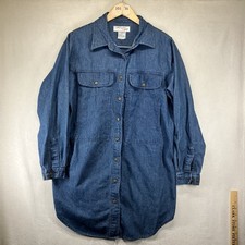 Vintage 90s Women's Denim Shacket Medium Blue Jean Long Shirt Jacket Western EUC