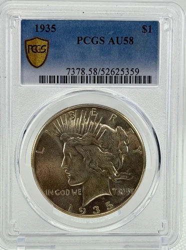 1935-P Peace Silver Dollar PCGS AU58