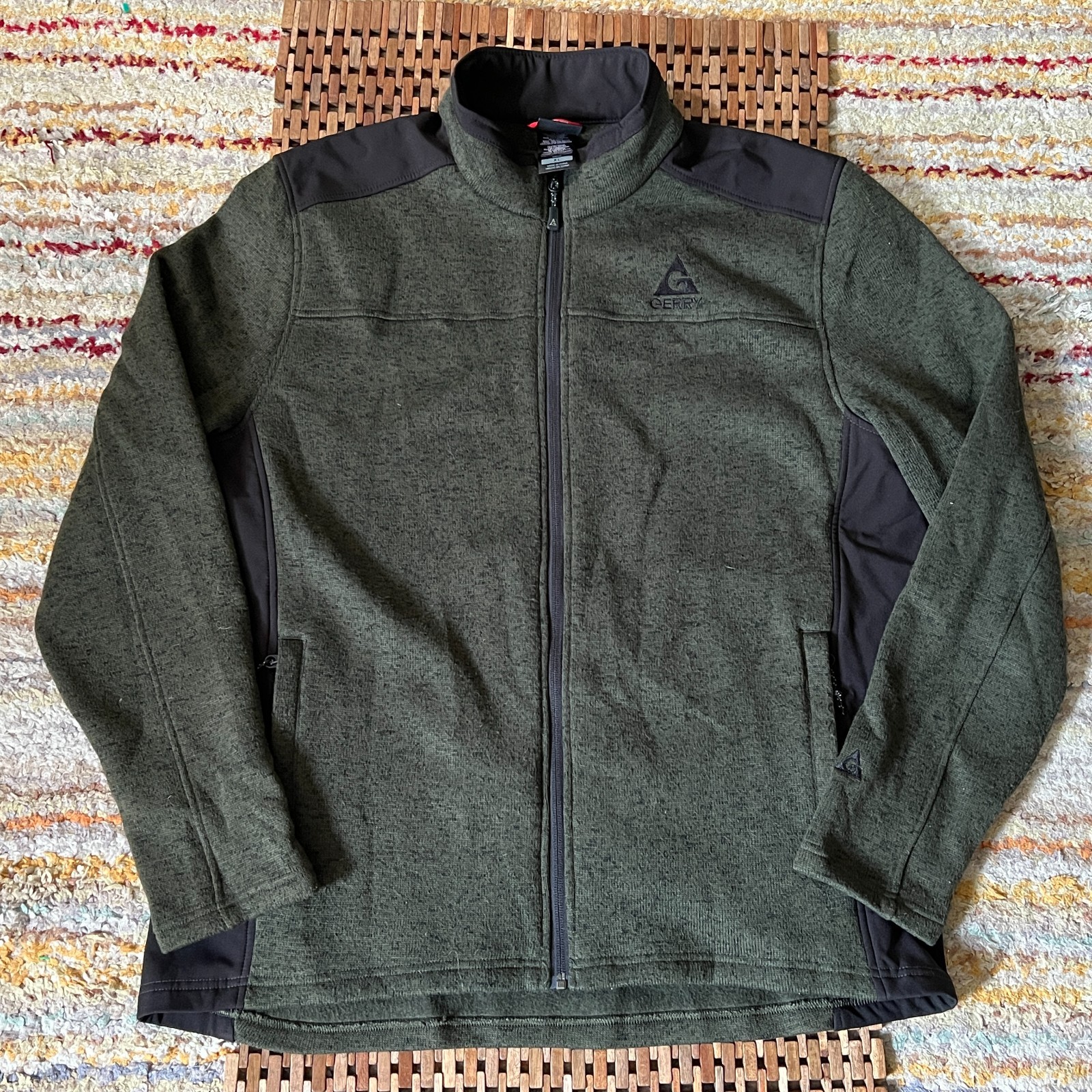 Gerry Tech Fleece Full Zip Jacket Black Forest Green Men's Size XL