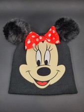 Disney Minnie Mouse Face Toddler Size Beanie Hat w/ Red Polkadot Bow  Ears