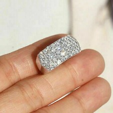 2Ct Round Cut White Moissanite Men's Wedding Band Ring 14k White Gold Plated