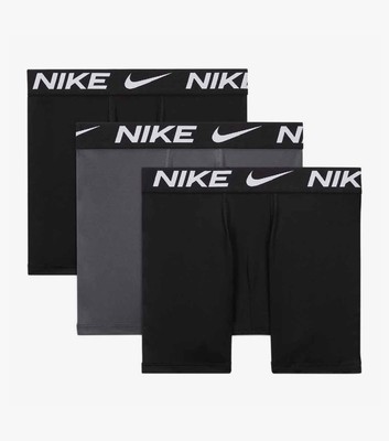 Nike Boy's Dri-FIT Essential Micro Boxer Briefs Black/Gray 3 Pack Youth Size L