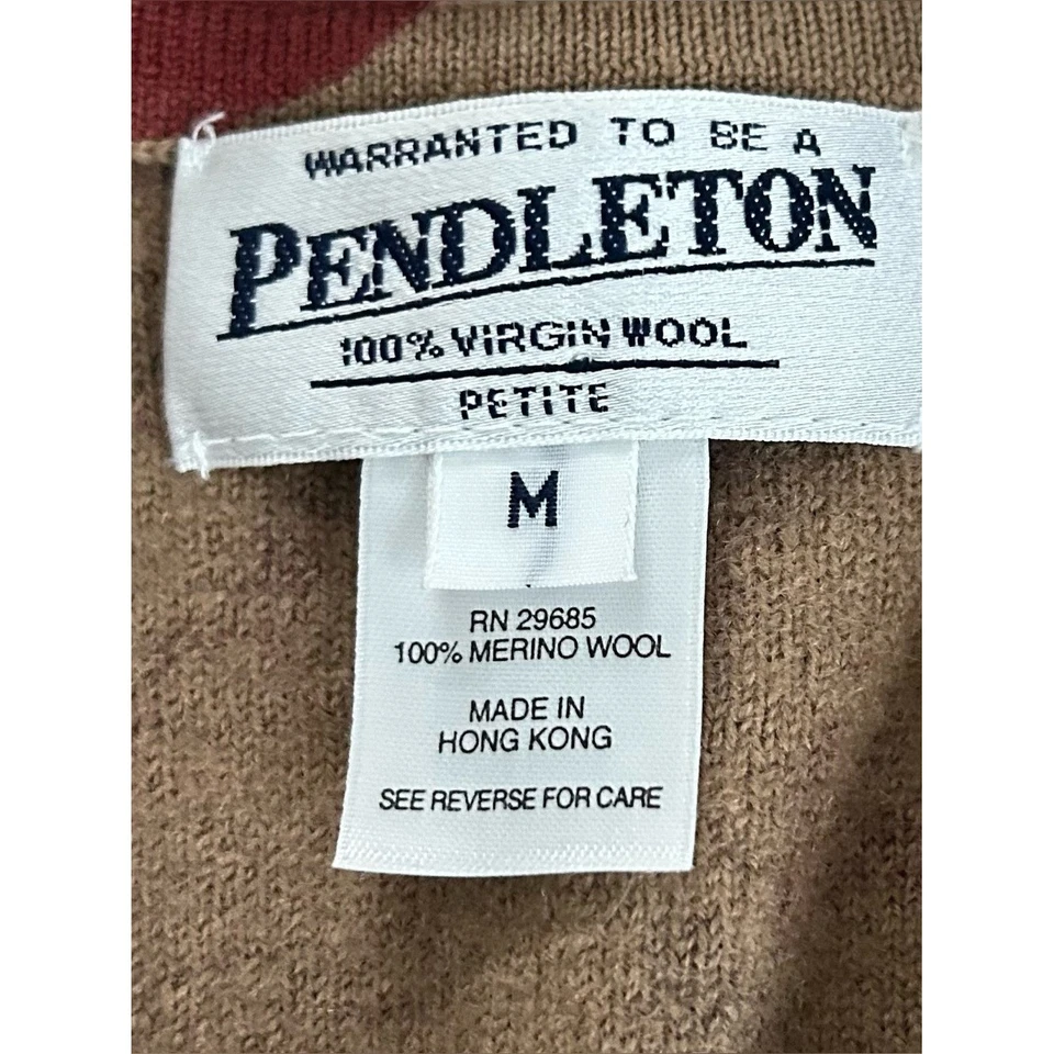 Vintage Pendleton 100% merino wool cardigan women petite M leaf print sweater - Image 3 of 4