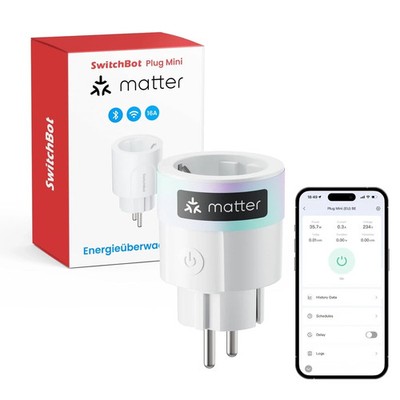 Switchbot Plug Mini Matter-Fähig Mit Leistungsüberwachung, WLAN Steckdose Kompat
