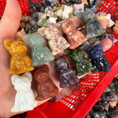 10pc natural Mixing Dog skull hand carved Quartz Crystal reiki healing random