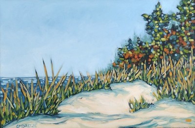 Original Oil Painting Lake Michigan Dunes Autumn Landscape 24x36 Coastal WallART