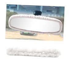 Car Rearview Mirror Cover, Automotive Interior Elastic Comfortable Rear White
