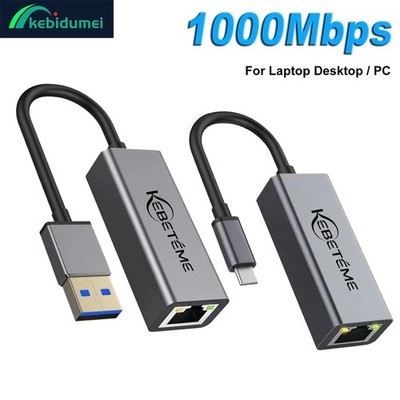 USB C Network Adapter Type-C to RJ45 Ethernet 1000Mbps For PC Macbook 