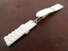 Oyster Pattern 22mm Bianco Silicone Gomma Cinghia Subacquea Distribuzione Impermeabile