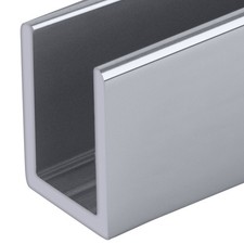 Brite Anodized 3/8" Fixed Panel Shower Door Deep U-Channel - 24" Stock Length