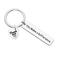 Thank You Gifts Appreciation Keychain Make A Difference Small, Silver
