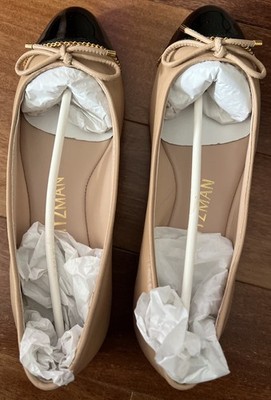Stuart Weitzman Gabby Chain Link Ballet Flats Adobe/Black, Size 6 B - Brand New