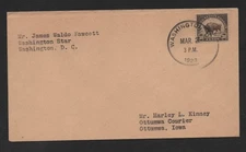 US 1923 BUFFALO SCOTT #569 ON FDC WASHINGTON, D.C. MAR. 21, 1923 TO OTTAWA, IOWA