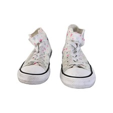 Converse Chuck Taylor All Star High Top Sneakers White W/ Pink Stars Youth Size2