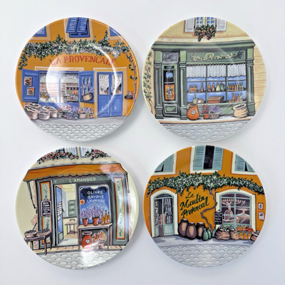Set of 4 PHILIPPE DESHOULIERES Boutiques Provencales 6'' Appetizer Plates Limoges