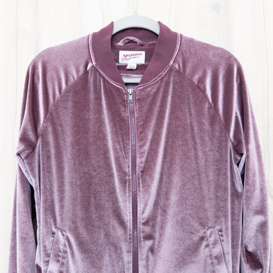 Chaqueta Bomber Y2K Mujer Terciopelo Talla M Rosa Cremallera Completa Retro Calle Suave Niña Foto 2 de 4